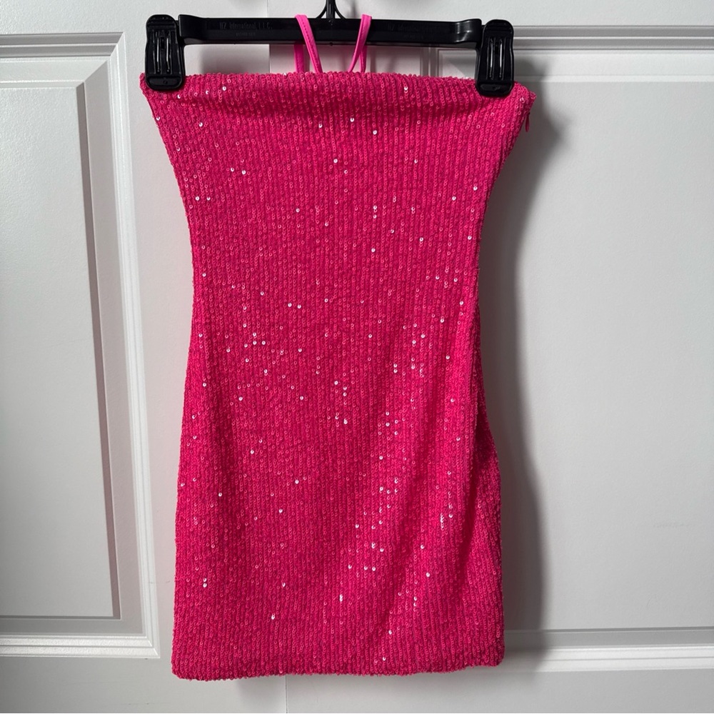 KatieJ NYC pink multi-neckline dress